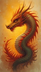 Fototapeta premium Chinese dragon representing strength and prosperity during the vibrant celebrations of Chinese New Year festivities in the evening glow