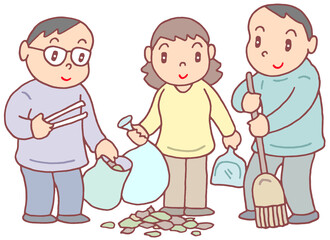 生活・暮らしのイラスト - 清掃ボランティア・環境美化・町内会活動・町内清掃