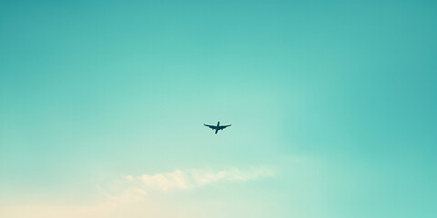 Fototapeta premium High-Flying Airplane with Contrail in Clear Blue Sky
