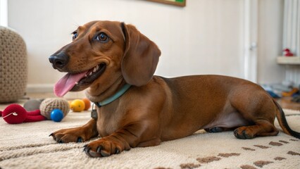 Cute Dachshund Puppy Relaxing at Home