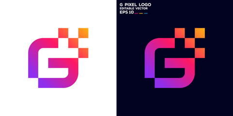 Initial g logo. Pixel, modern, gradient. Icon symbol design template EPS 10.