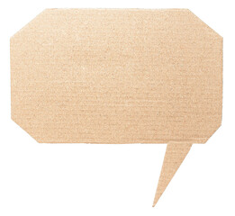 Brown blank cut out corrugated cardboard paper speech bubble with copy space for text on transparent background png design element