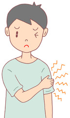 病気・疾患のイラスト - 関節痛・変形性肘関節症・筋肉痛・肘痛・腕痛