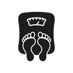 Weight Measurement Silhouette Icon. Body Weight, Fitness, Dieting, Weight Loss, Health, Wellness, and Medical Check-Up. Isolated Vector Illustration