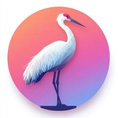 Geometric Crane Art Print - Colorful Bird Illustration