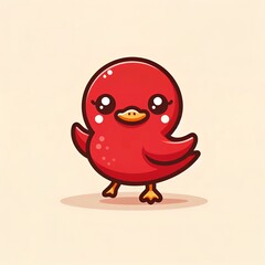 Fototapeta premium Cute Cartoon Red Duck with Raised Legs