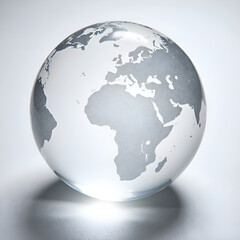 Translucent globe showcasing a modern map design for global awareness and connectivity, photography of still life concept.