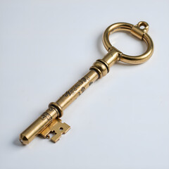 Antique golden key with intricate designs and vintage charm, photography of still life concept.