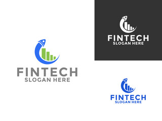Rocket Launch and Chart logo design. Creative design Fintech, technology, arrow, growth and increase symbols logo icon vector