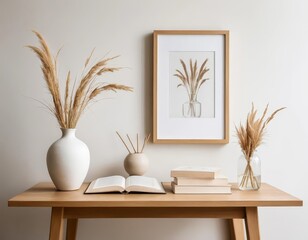 Minimalist Home Decor with Dried Flowers and Wood Accents
