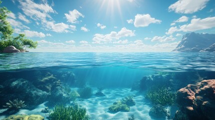 Serene Seascape Showing Above And Below Water Views