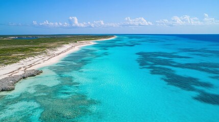 Obraz premium Pristine Beach Meets Turquoise Ocean Coastal Paradise