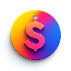 Naklejka premium Vibrant Dollar Icon, Financial Symbol