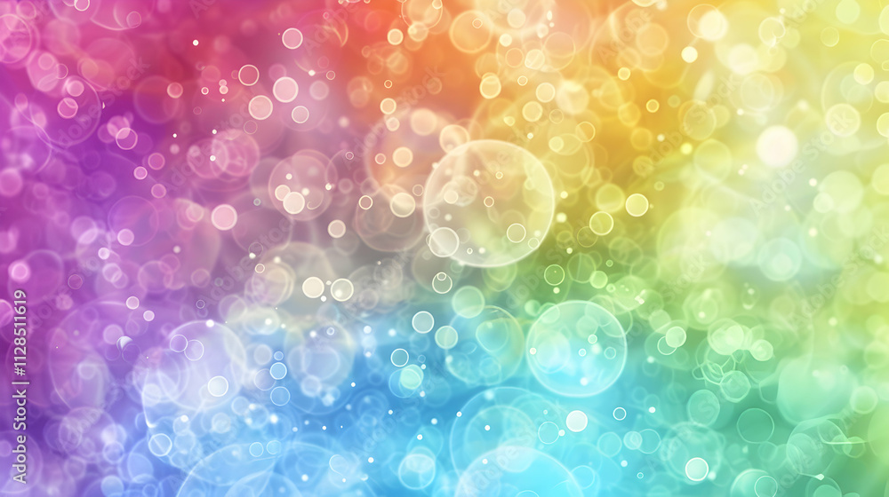 Poster colorful bokeh background with vibrant hues and soft circles for design use.