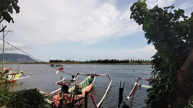 Coastal Background, Fishing Boat in Jember, East Java, Indonesia
