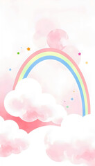 rainbow arching gracefully across the scene