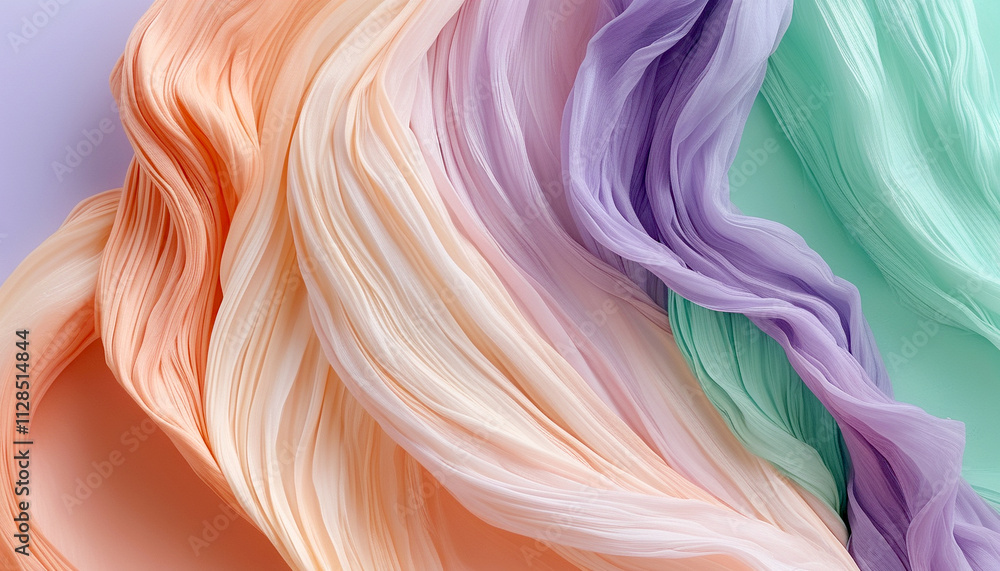 Poster soft pastel fabric waves create a serene and calming visual harmony