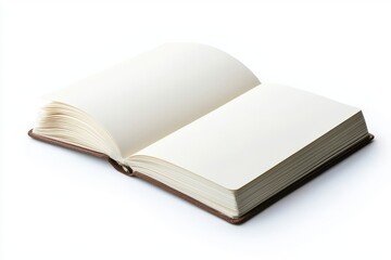 Open white notepad with blank pages isolated on white background, ideal for note-taking or creative designs