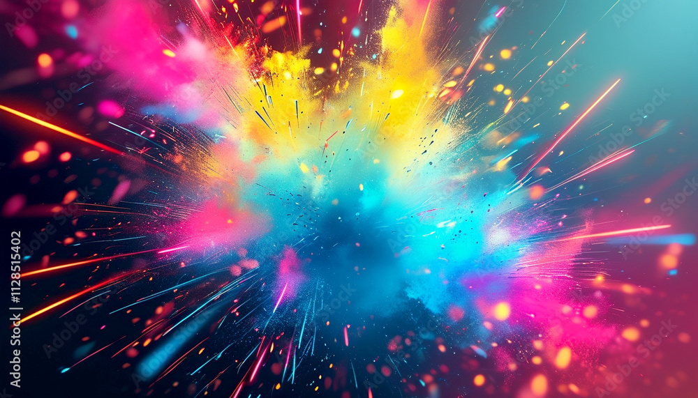 Poster vivid explosion of colors creating a mesmerizing visual spectacle in the night