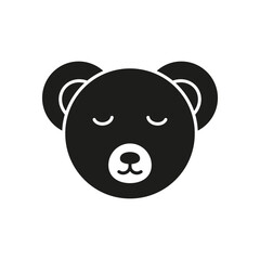 Sleeping Teddy Bear Face Silhouette Icon. Cozy Plush Toy in Sleep Mode Glyph Symbol. Relaxing Teddy for Bedtime Comfort. Isolated Vector Illustration