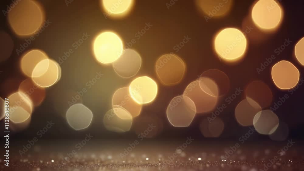 Poster warm golden bokeh lights creating a soft blurred background.