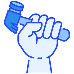 Labour Day Hand With Hammer Blue Color Icon