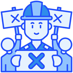 labour Protest Blue Color Icon