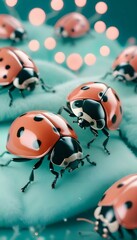 Obraz premium Metallic Ladybug Macro View of a Ladybird Beetle in a Summer Garden Capturing Springtime Beauty