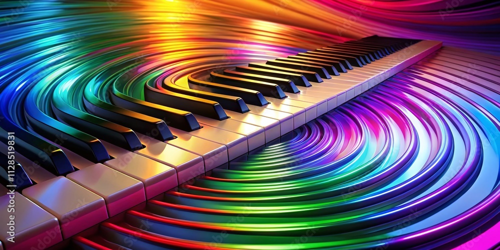 Aufkleber abstract 3d piano keys creating a ripple effect in a dynamic music background with rhythmic design e