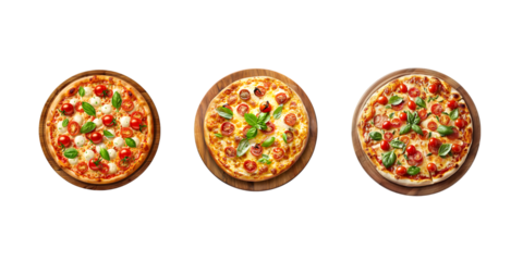 Set of pizza with mozzarella isolated on a transparent background, in a PNG format, pizza with mozzarella PNG, fast food