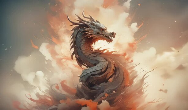 Dragon in Smoke and Fire: A Digital Illustration