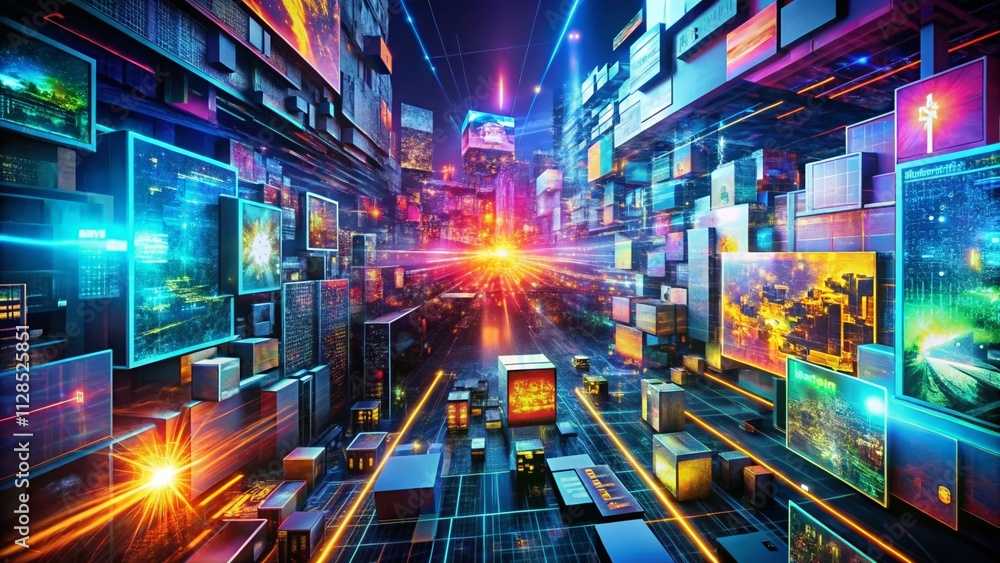 Poster abstract digital background for scientific research and ai applications featuring neural networks, s