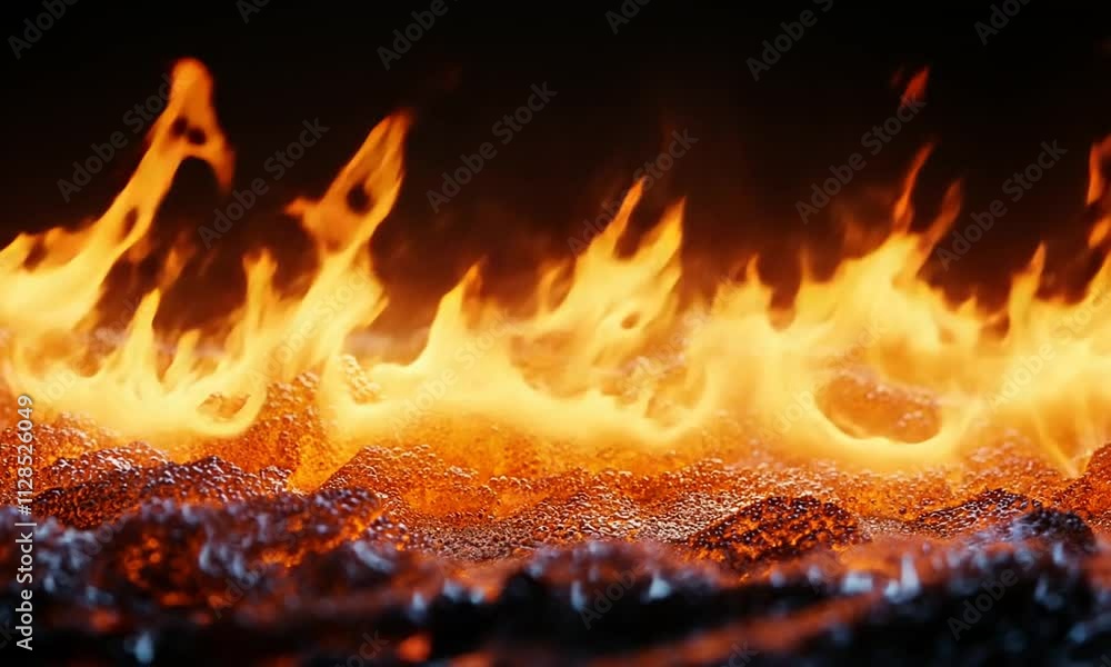 Aufkleber a close-up of vibrant flames and bubbles, creating a dynamic and fiery visual effect.