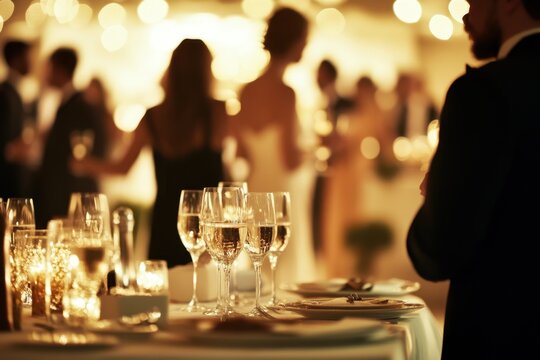 Elegant indoor party with formal guests in a chic venue celebrating togetherness and sophistication in a stylish atmosphere perfect for memorable gatherings