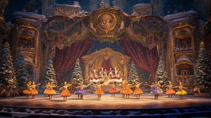 Fototapeta premium The girls are dancing ballet on stage.