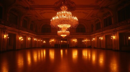Obraz premium Grand Ballroom with Two Magnificent Crystal Chandeliers