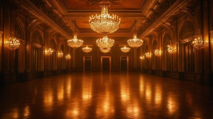 Obraz premium Grand Ballroom Illuminated by Crystal Chandeliers