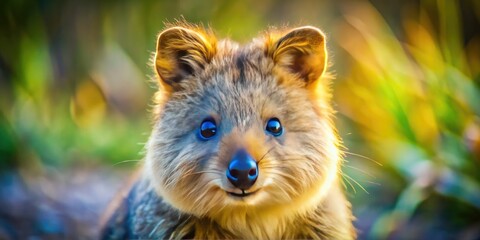 Close-up of an adorable wild quokka, a cute Australian marsupial.  Nature's perfect smile.