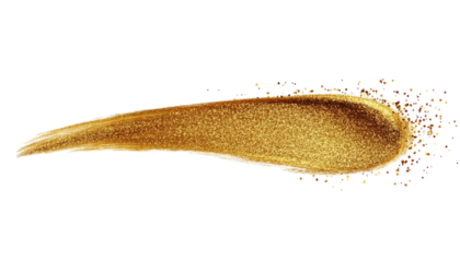 Stunning Gold Glitter Brush Stroke on Transparent Background for Elegant and Luxurious Design Projects
