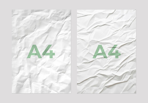 Wrinkle Paper Textures With A4 Mockup