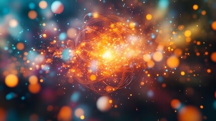 Fototapeta premium Abstract glowing particles with vibrant colors and dynamic motion
