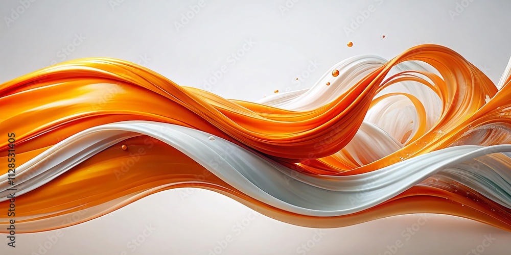 Poster abstract orange and white waves swirl creating a dynamic visual effect against a clean white backgro