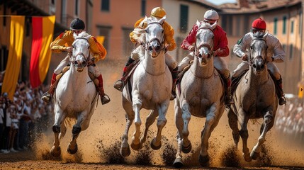 Horse Race in Historic Town Square
