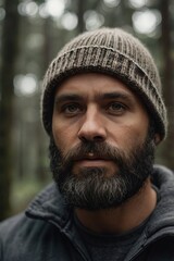 Fototapeta premium a_closeup_portrait_of_a_bearded_man_wearing