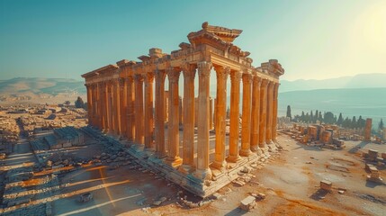 Obraz premium Baalbek Ruins Ancient Roman Temple Lebanon 8K History Architecture