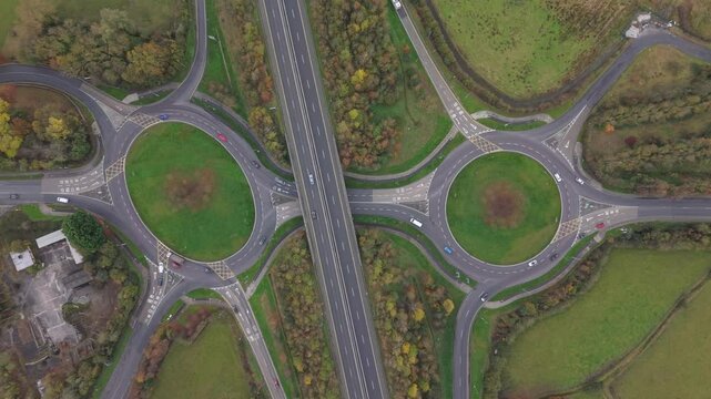 N18 bypass road bypassing limerick city in ireland on a clear day, aerial view