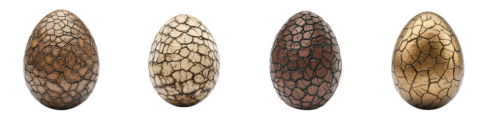 Mystical dragon eggs in a medieval fantasy setting  These otherworldly reptilian eggs appear to be covered in ancient scales horns and other fantastical elements evoking a sense of myth and legend
