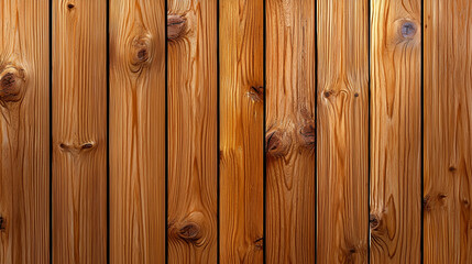 Naklejka premium Wooden planks featuring a warm, natural finish with visible knots and grain patterns, ideal for backgrounds and rustic decor.
