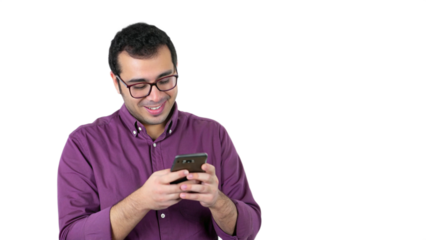 Five star rating icon and male customer giving excellent feedback via phone app