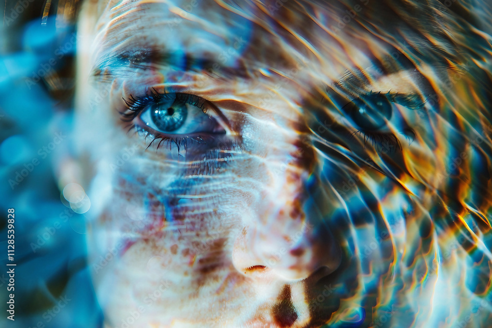 Aufkleber generative ai close-up of a time traveler exploring cosmic portal across space and time